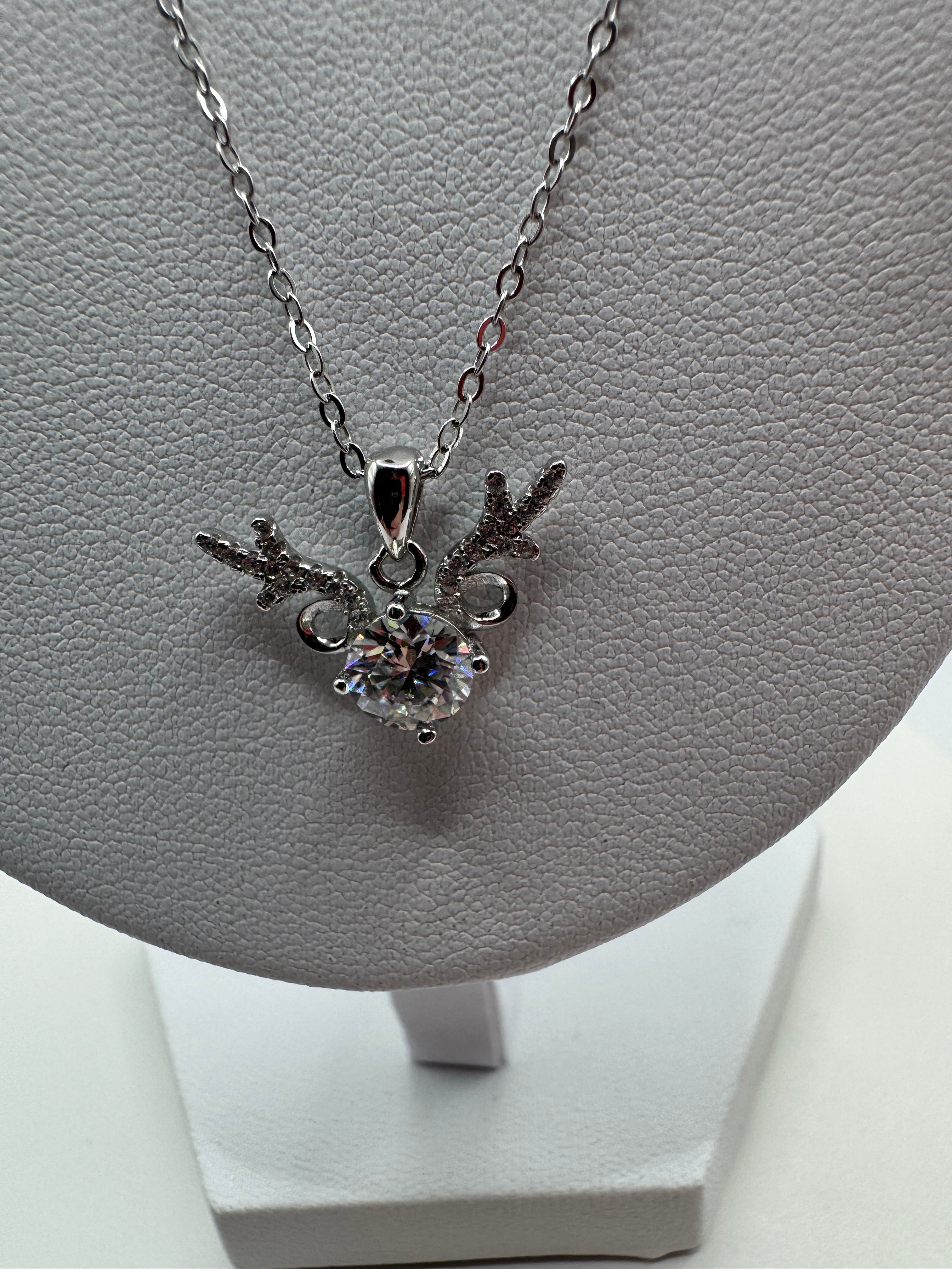 Reindeer moissanite necklace