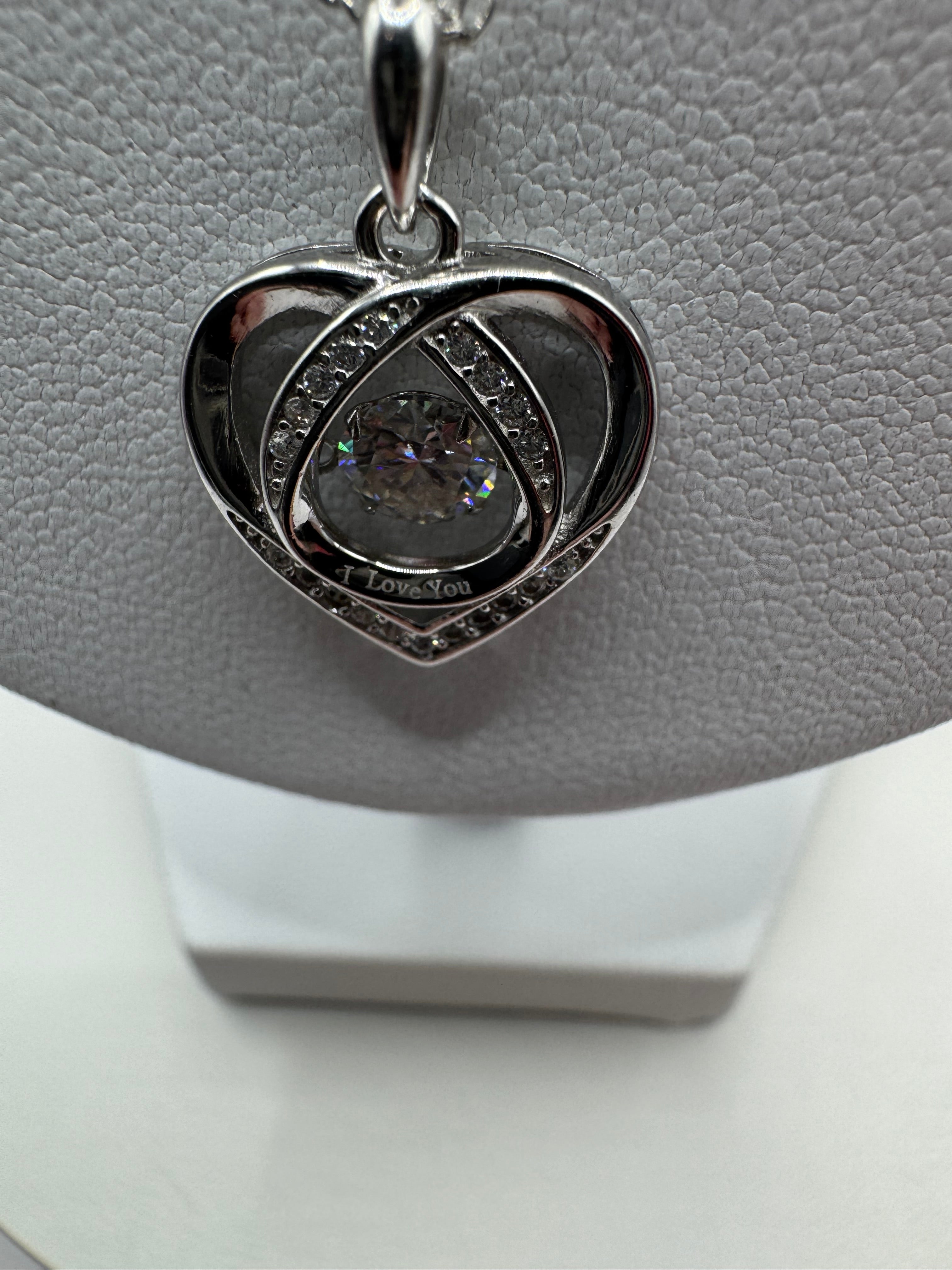 Heart i love you moissanite necklace