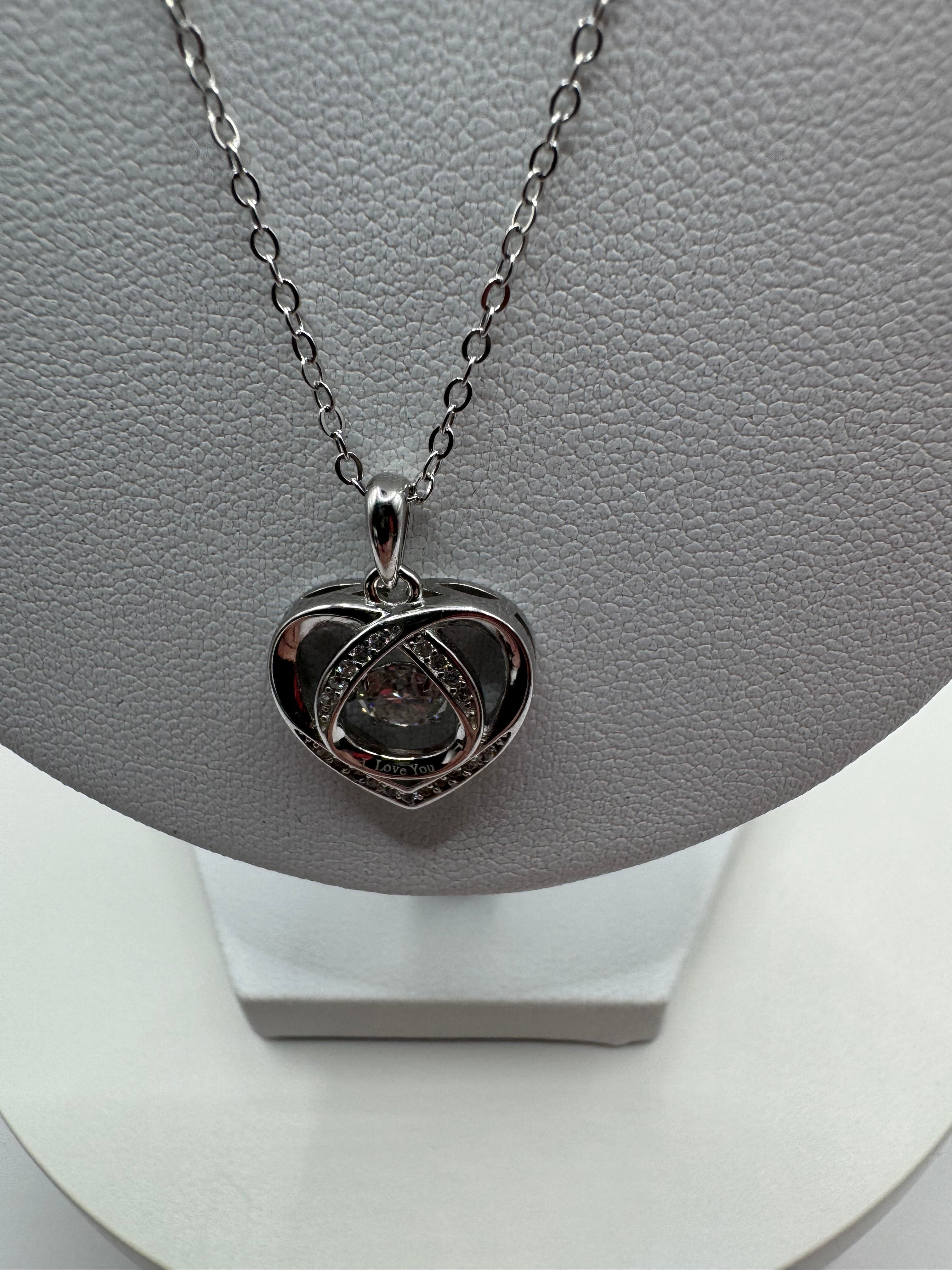 Heart i love you moissanite necklace