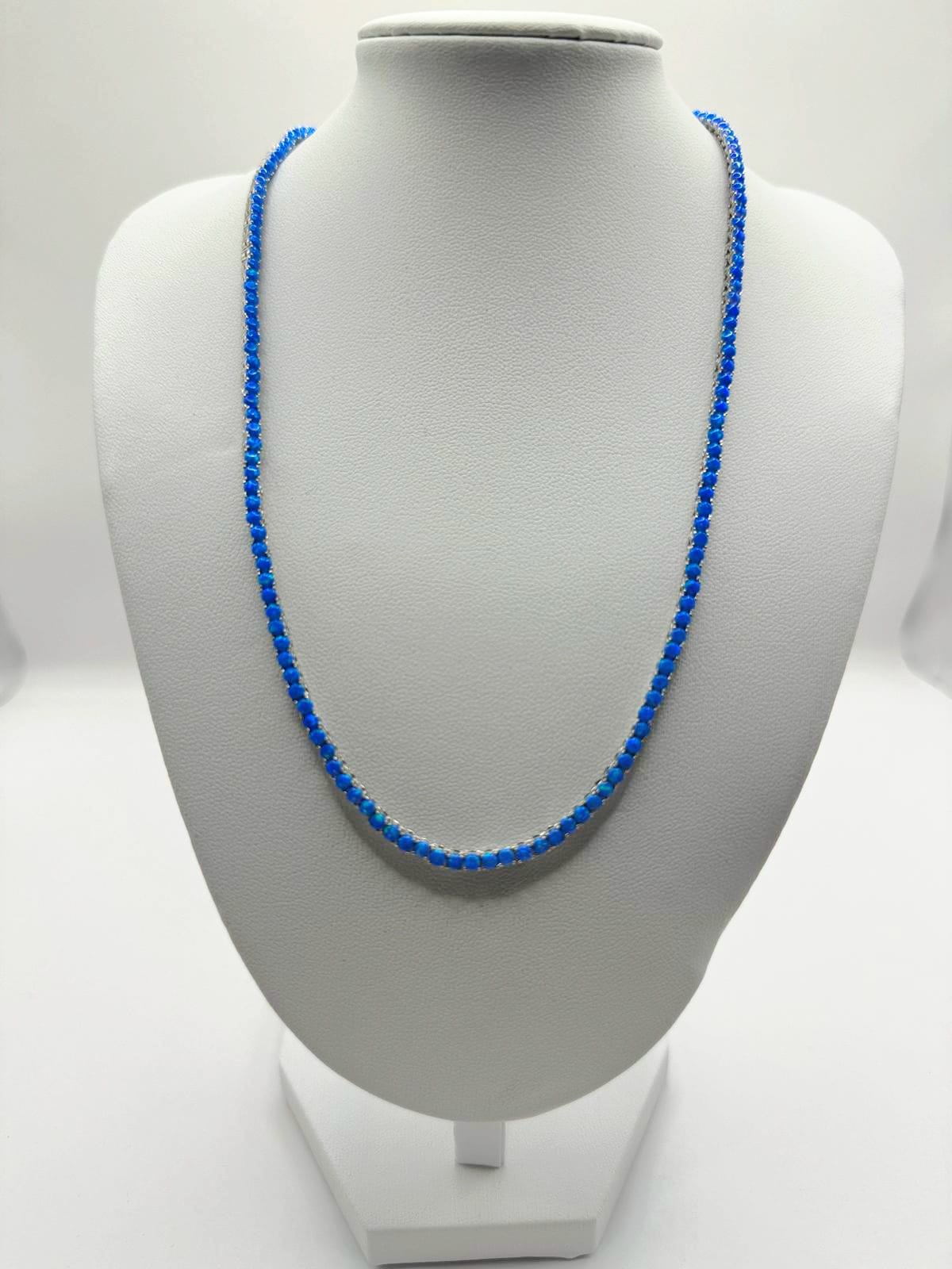 Lab grown opal tennis necklace