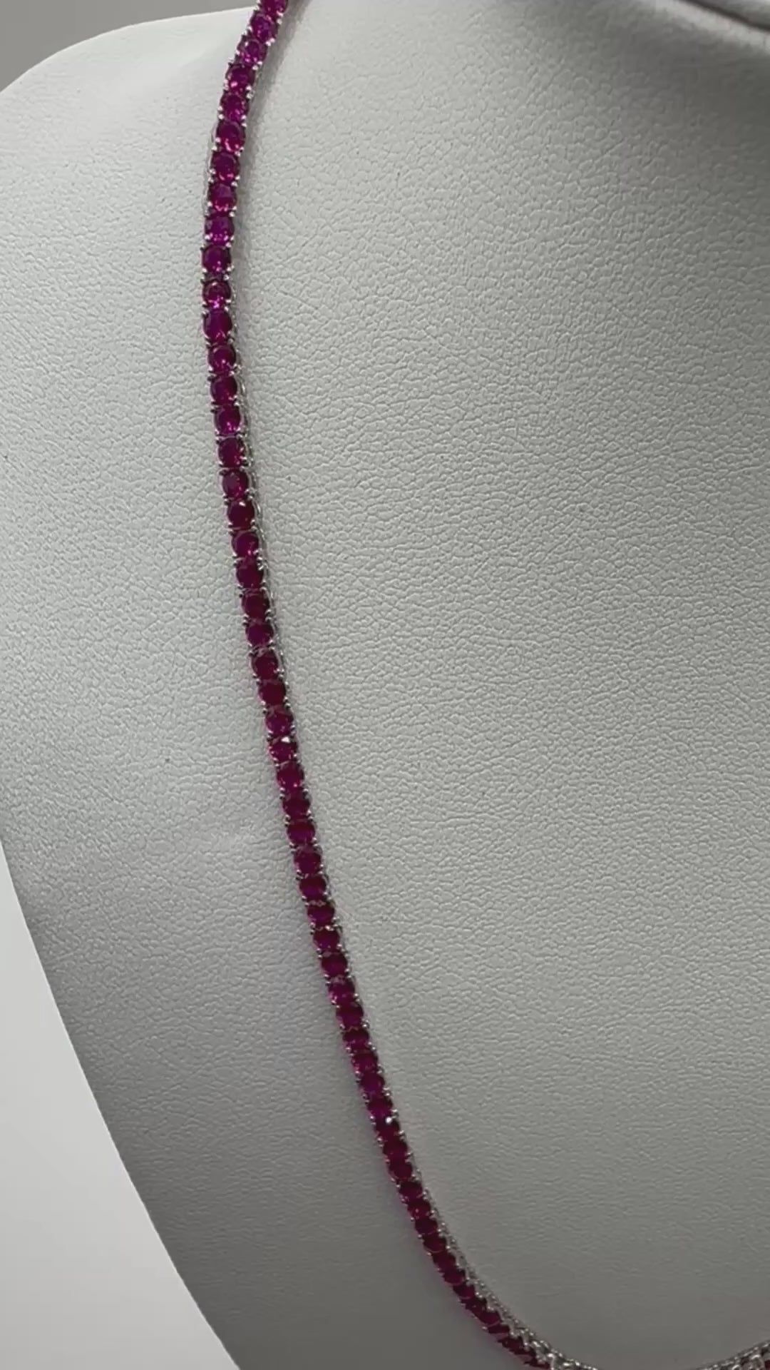 Lab grown ruby tennis necklace