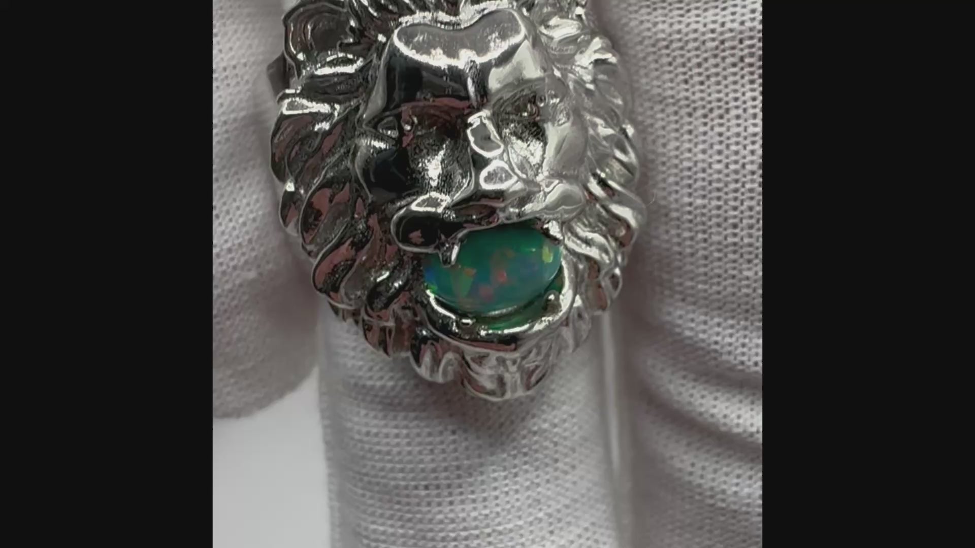 Lion ring with lab opal